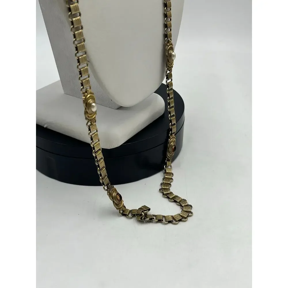 Vintage Gold Tone Book Chain Belt 34